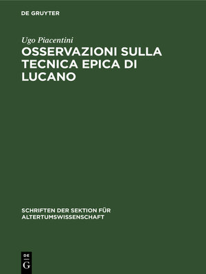 cover image of Osservazioni sulla tecnica epica di Lucano